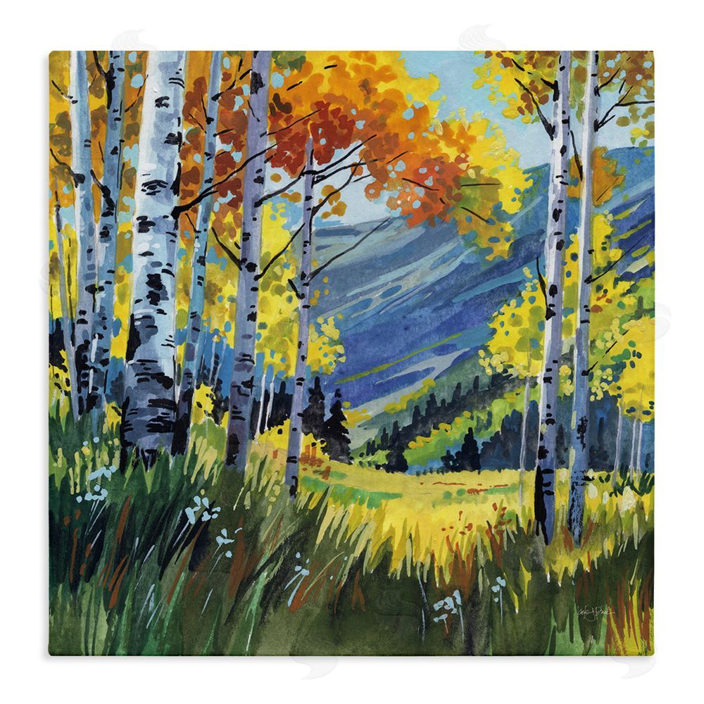 Kate Jarvik Birch Autumn Golden Birch Grove Stretched Canvas Wall Art Print