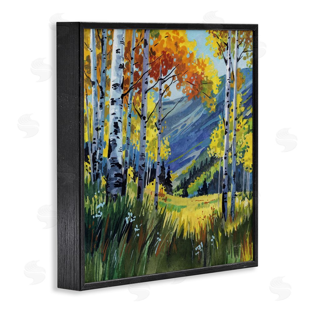 Kate Jarvik Birch Autumn Golden Birch Grove Black Framed Giclee Wall Art Print