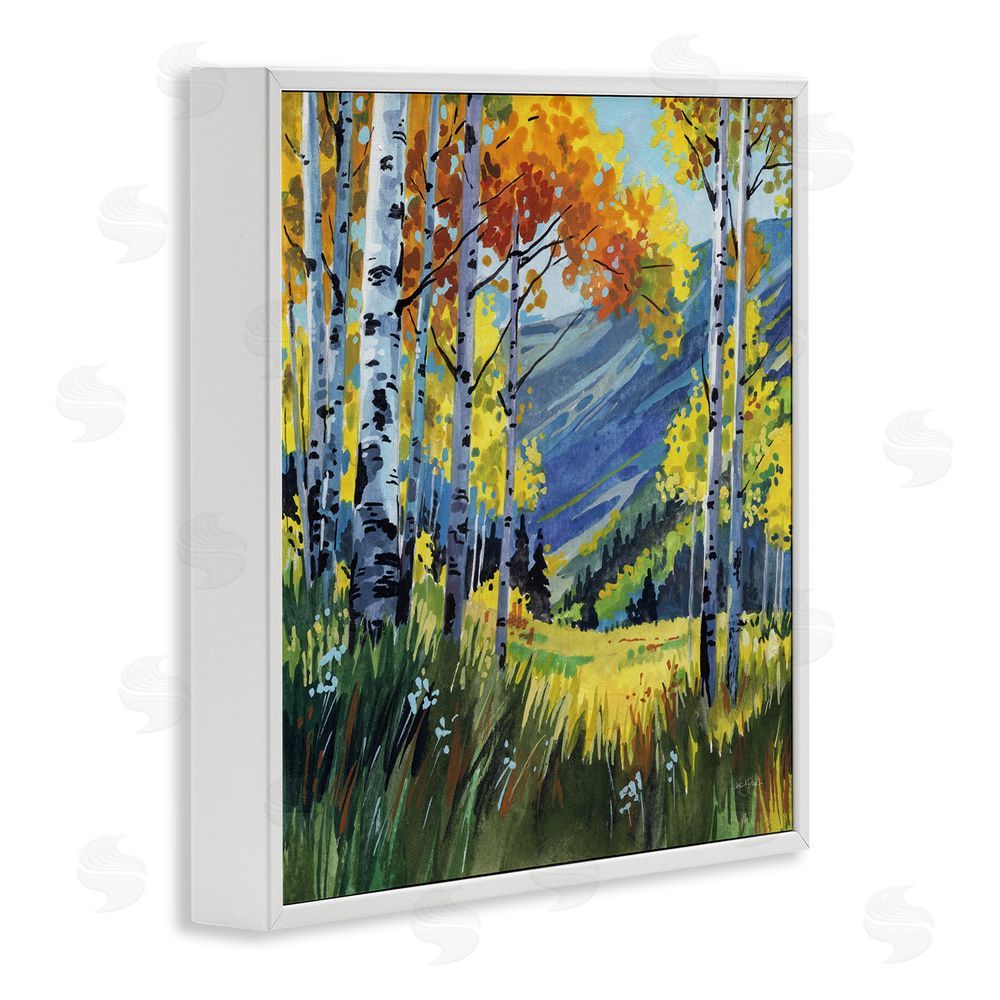 Kate Jarvik Birch Autumn Golden Birch Grove White Framed Giclee Wall Art Print