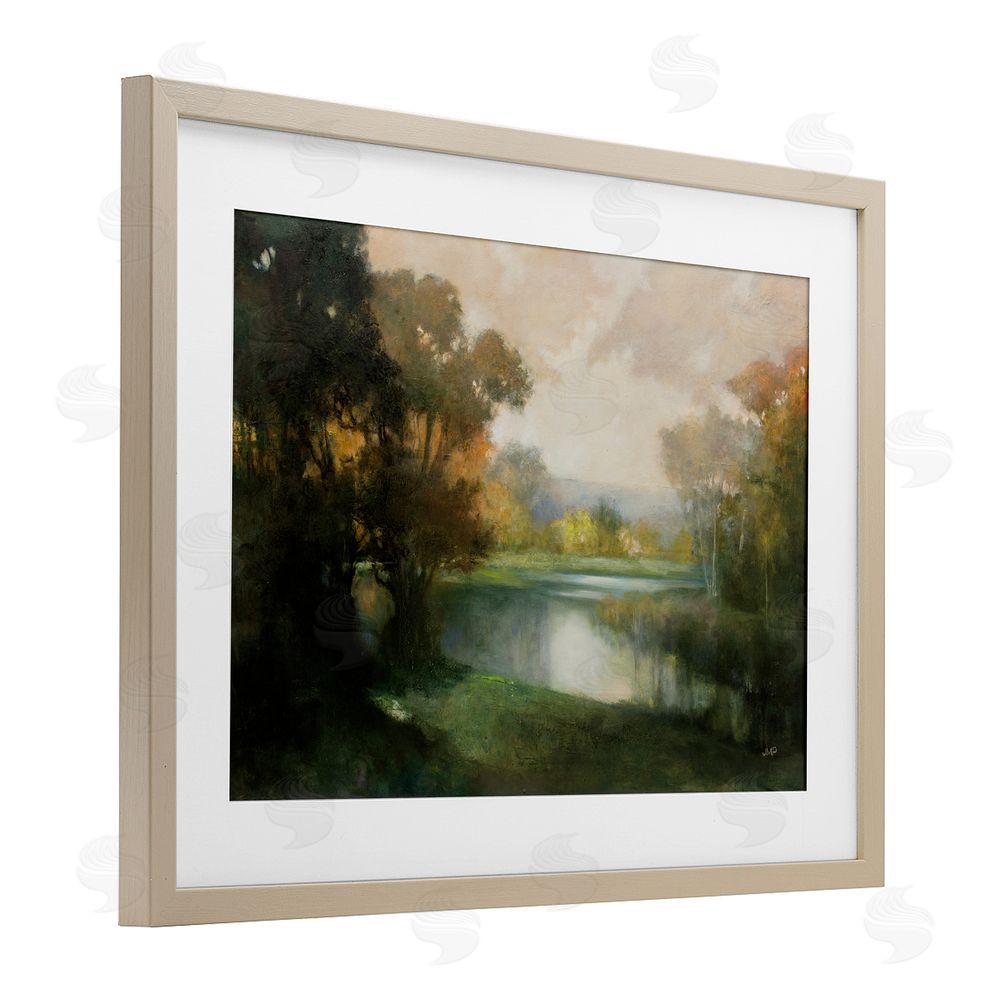 Julia Purinton Lakeside Morning in Autumn Light Brown Framed Print Under Glass Wall Art