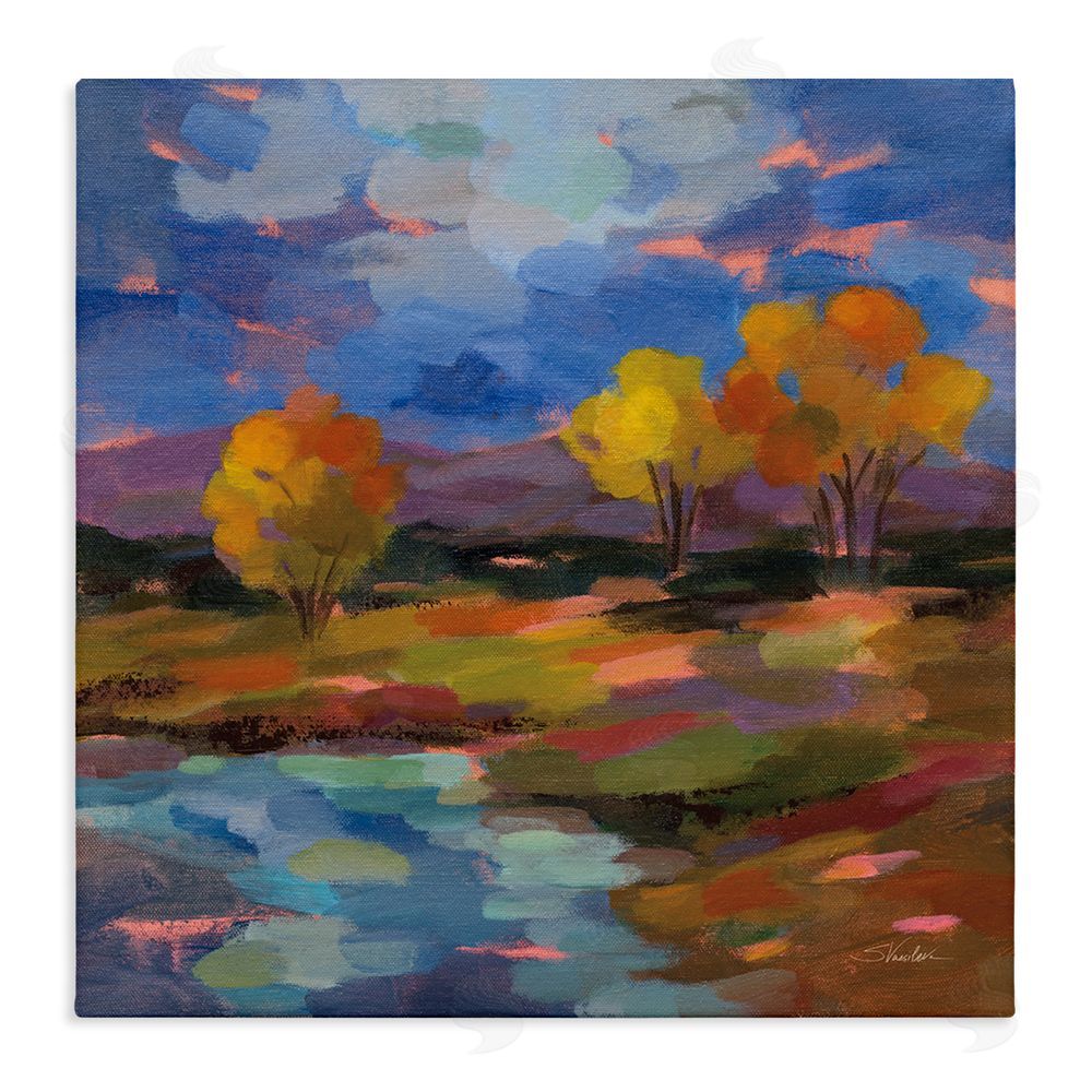 Silvia Vassileva October Glow Lakeside Reflection Stretched Canvas Wall Art