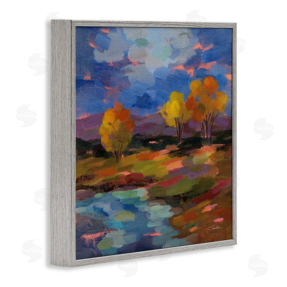Silvia Vassileva October Glow Lakeside Reflection Gray Framed Giclee Wall Art