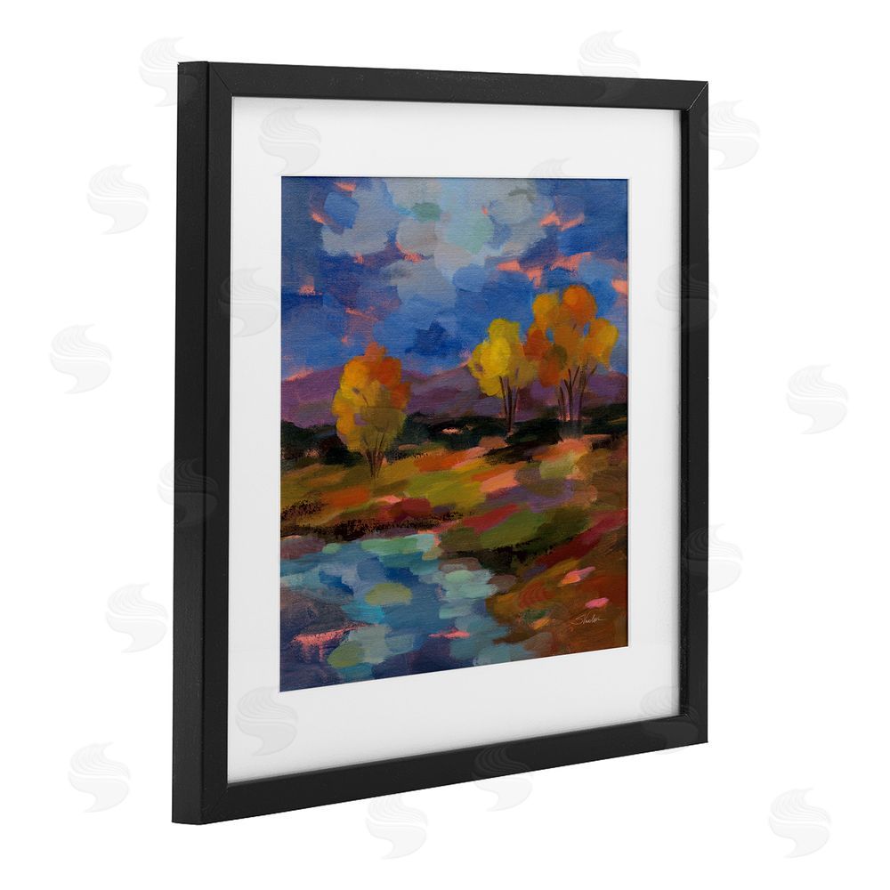 Silvia Vassileva October Glow Lakeside Reflection Black Framed Print Under Glass Wall Art