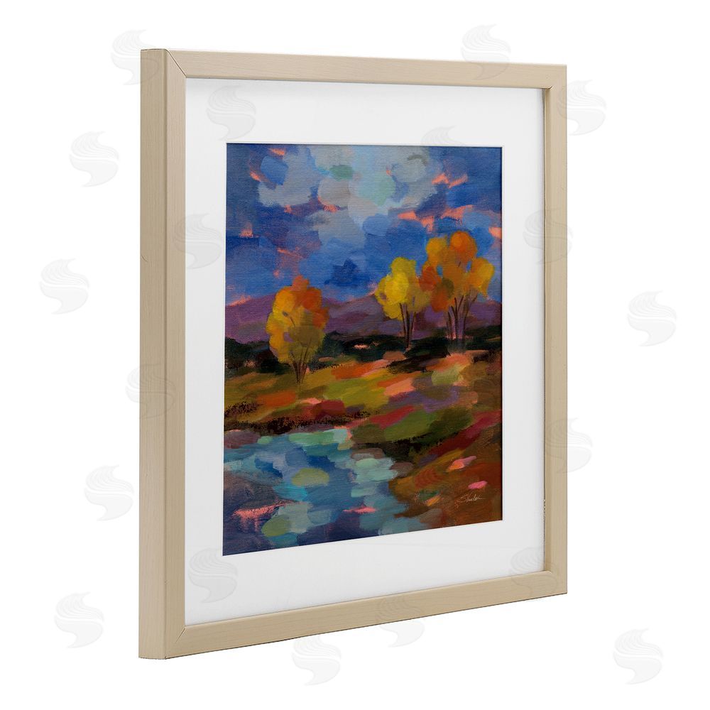 Silvia Vassileva October Glow Lakeside Reflection Brown Framed Print Under Glass Wall Art