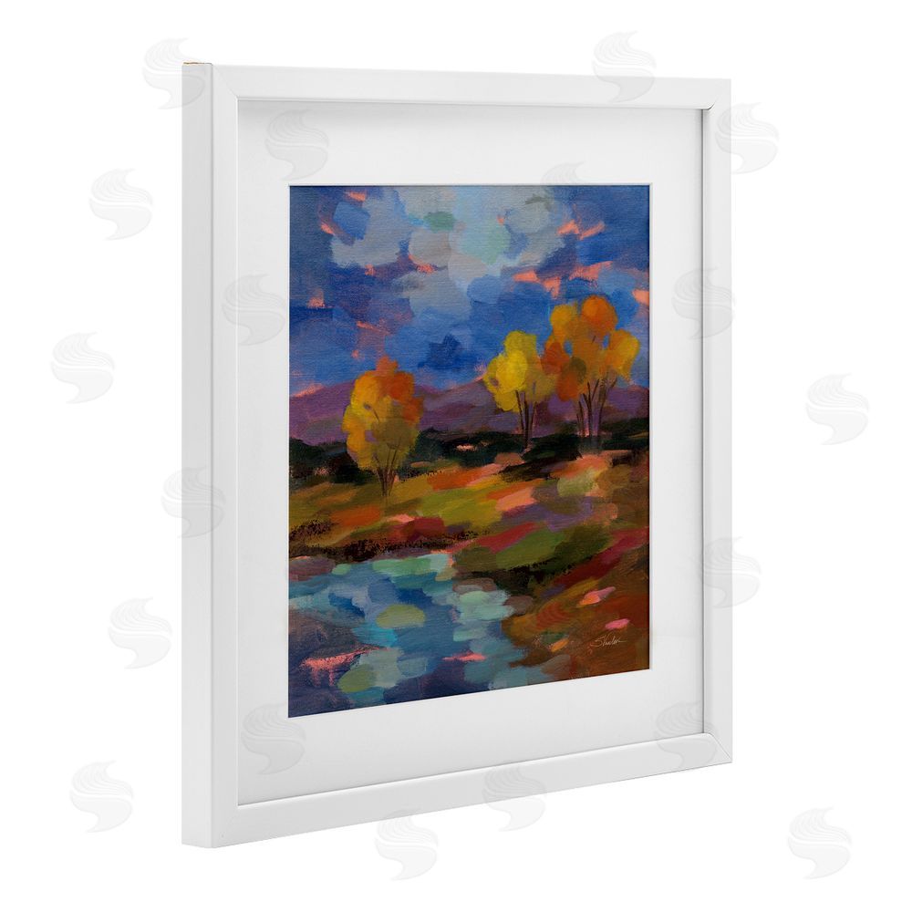 Silvia Vassileva October Glow Lakeside Reflection White Framed Print Under Glass Wall Art