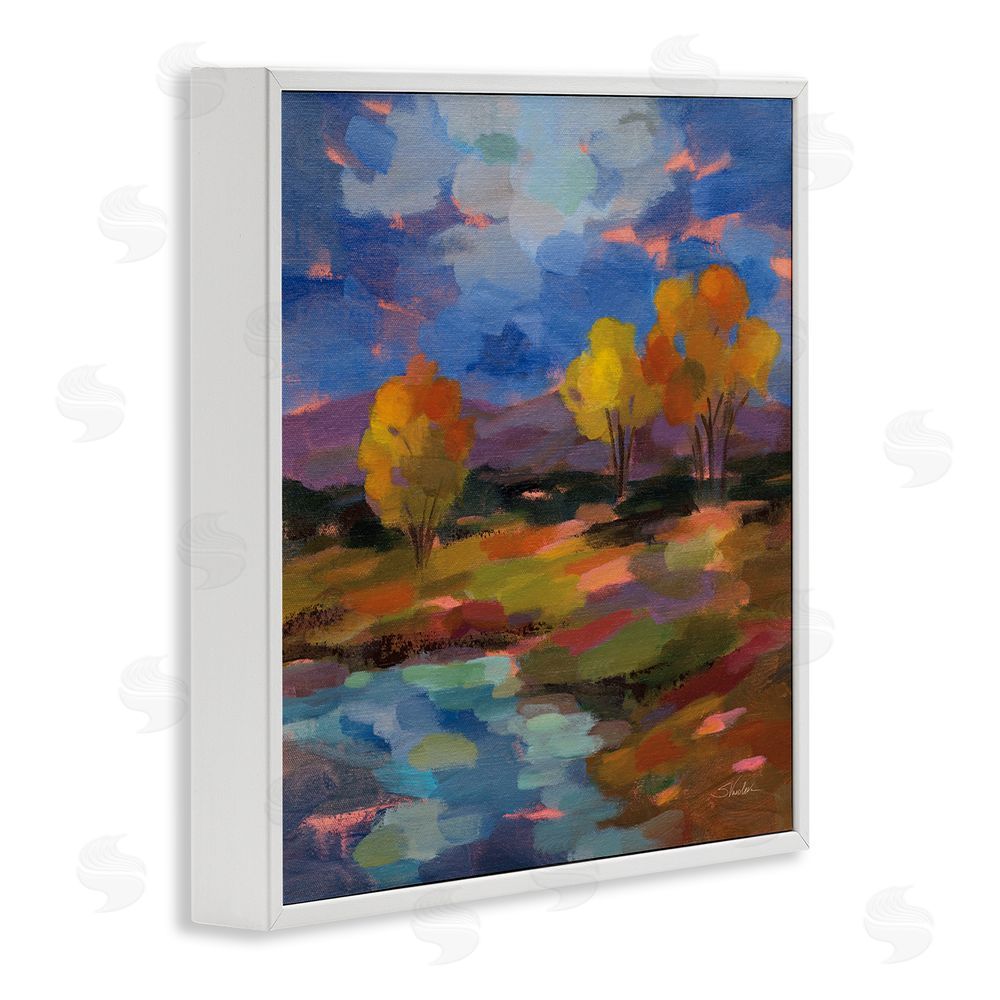 Silvia Vassileva October Glow Lakeside Reflection White Framed Giclee Wall Art