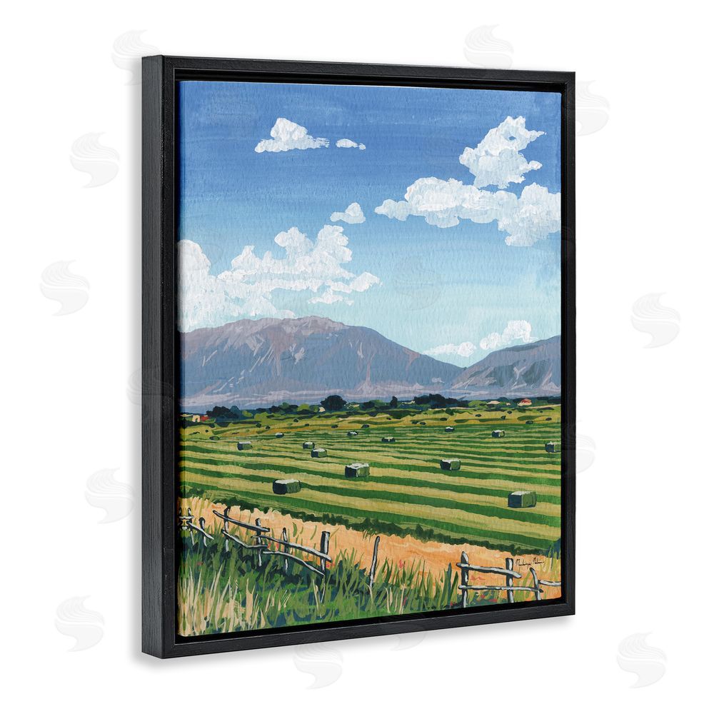 Mackenzie Nelson Back Window Overlooking Hay Fields Black Floating Frame Canvas Wall Art Print
