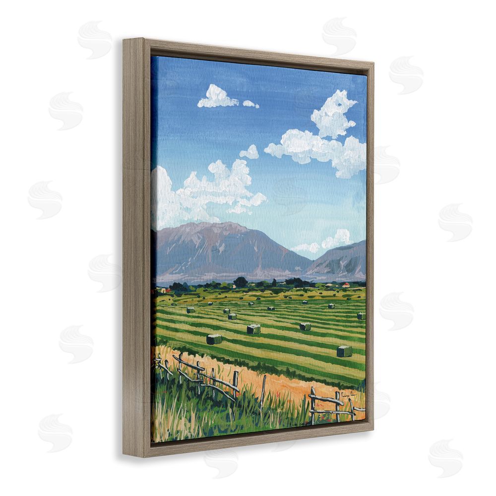 Mackenzie Nelson Back Window Overlooking Hay Fields Brown Floating Frame Canvas Wall Art Print