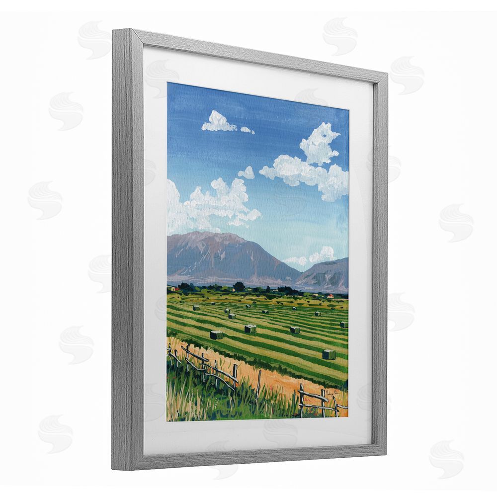 Mackenzie Nelson Back Window Overlooking Hay Fields Gray Framed Print Under Glass Wall Art