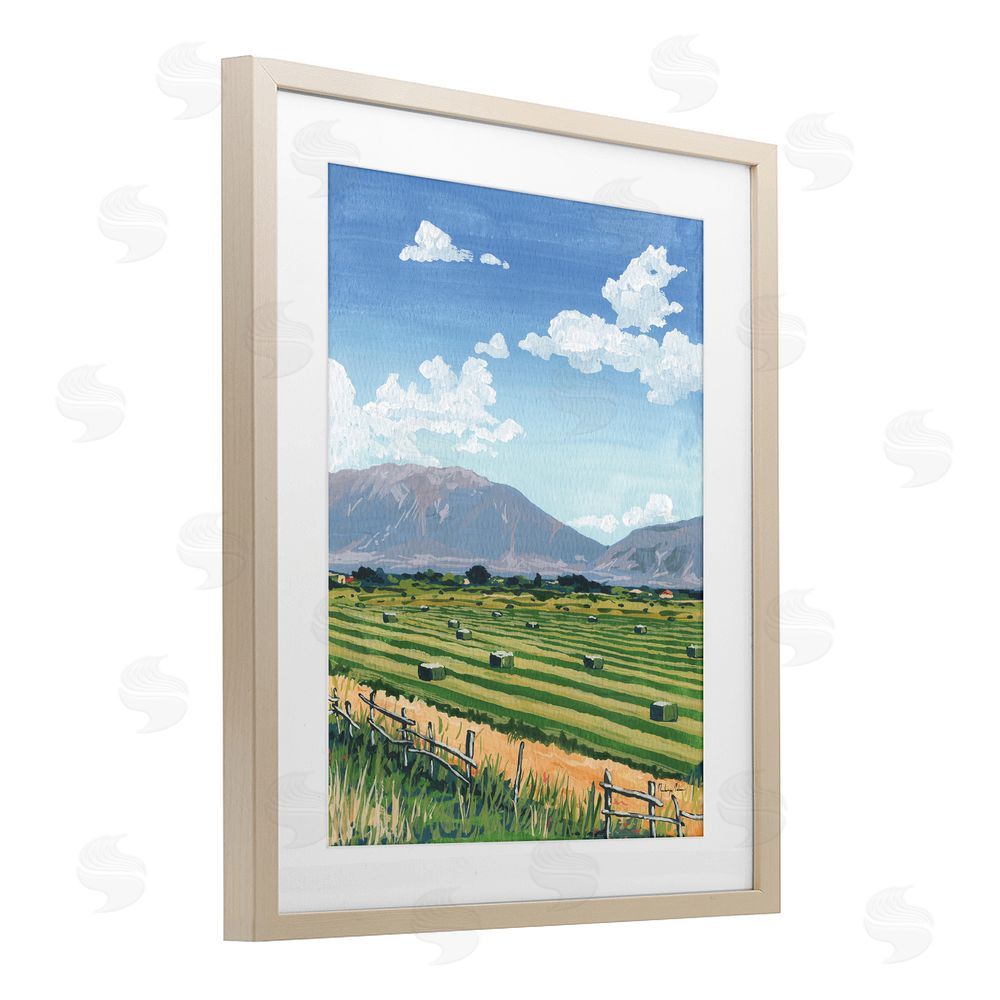 Mackenzie Nelson Back Window Overlooking Hay Fields Brown Framed Print Under Glass Wall Art