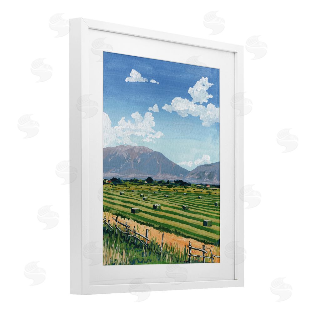 Mackenzie Nelson Back Window Overlooking Hay Fields White Framed Print Under Glass Wall Art
