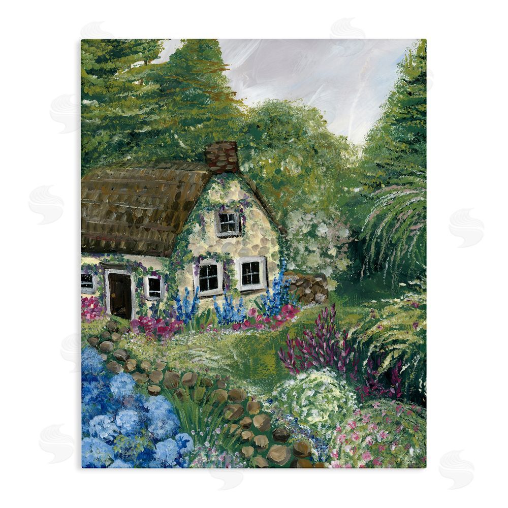 Yvette St. Amant Charming Country Cottage Path Stretched Canvas Wall Art Print