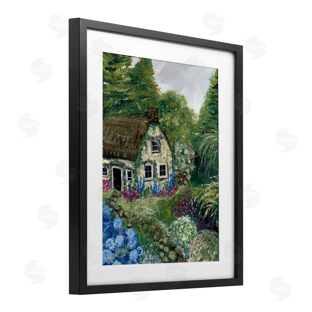 Yvette St. Amant Charming Country Cottage Path Black Framed Print Under Glass Wall Art