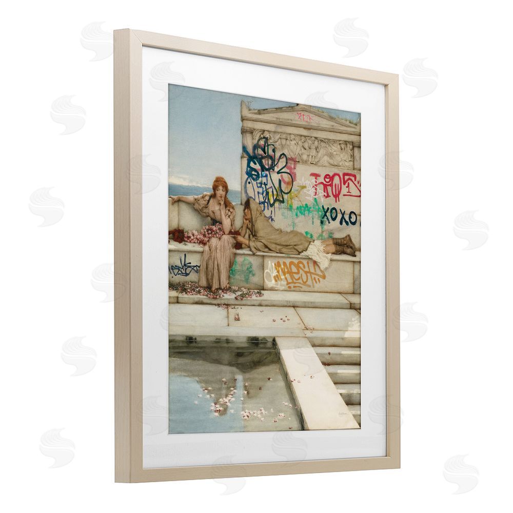 Mary Urban Antiquity Graffiti Classic Poolside Brown Framed Print Under Glass Wall Art