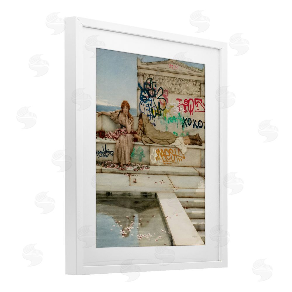 Mary Urban Antiquity Graffiti Classic Poolside White Framed Print Under Glass Wall Art