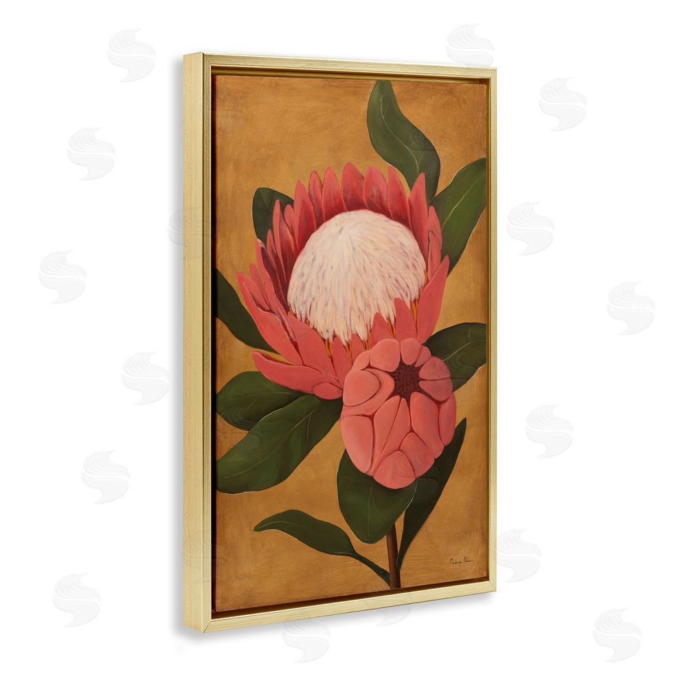 Mackenzie Nelson Bloomed Protea on Gold Gold Floating Frame Canvas Wall Art Print