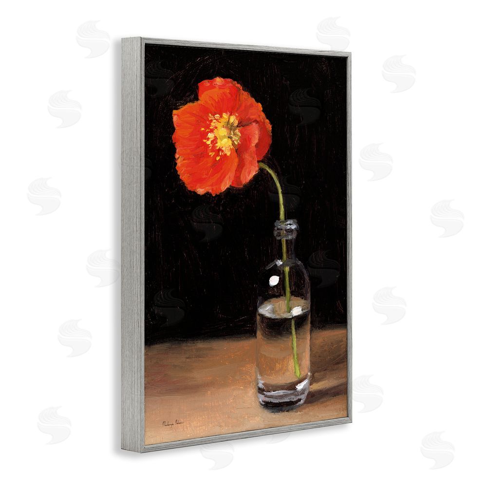 Mackenzie Nelson Bottled Beauty Single Red Poppy Gray Framed Giclee Wall Art Print