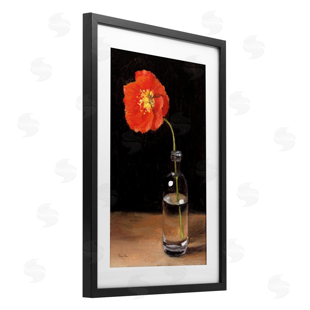 Mackenzie Nelson Bottled Beauty Single Red Poppy Black Framed Print Under Glass Wall Art