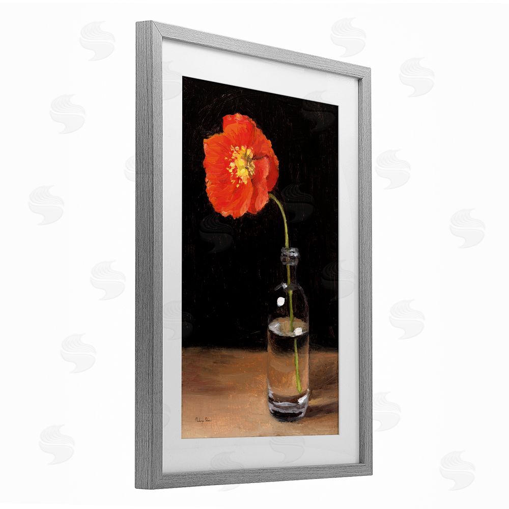 Mackenzie Nelson Bottled Beauty Single Red Poppy Gray Framed Print Under Glass Wall Art