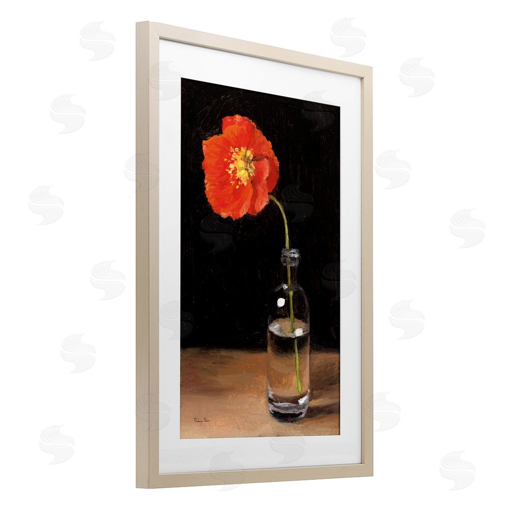 Mackenzie Nelson Bottled Beauty Single Red Poppy Brown Framed Print Under Glass Wall Art