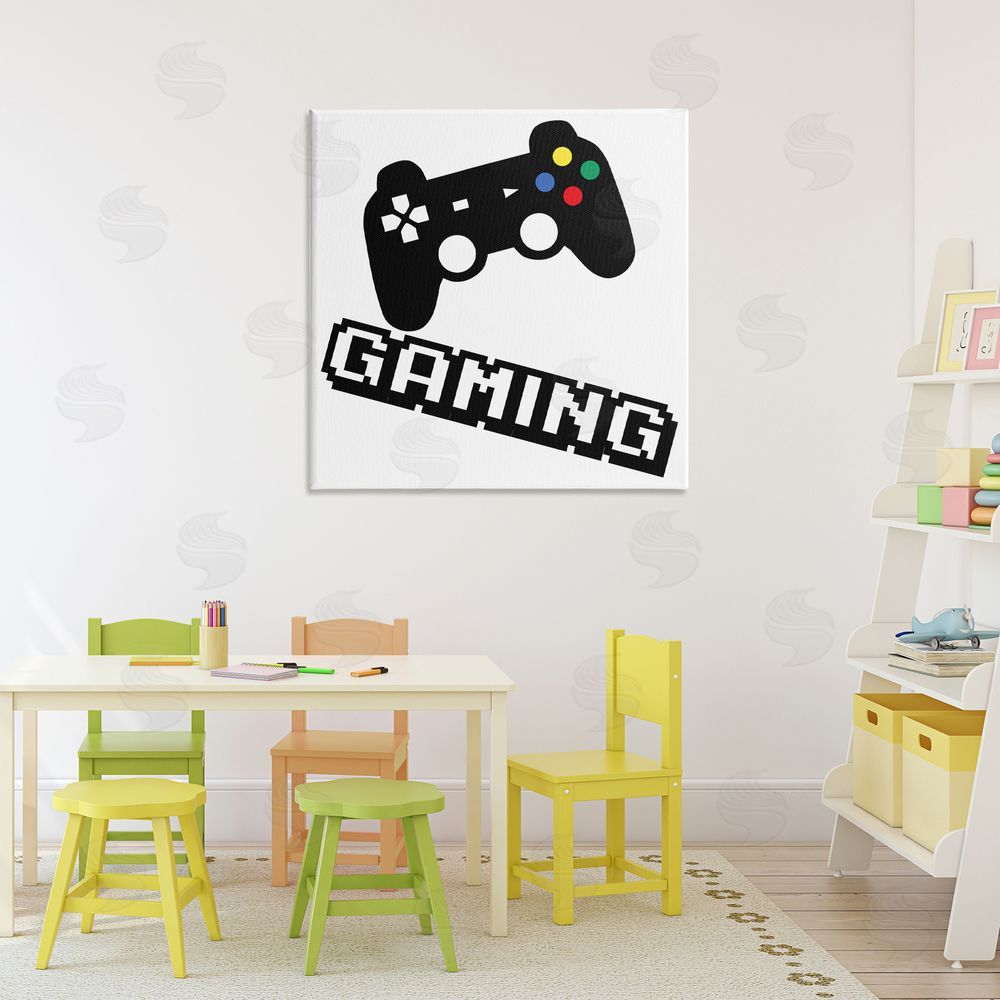 Marcus Prime Playful Pixel Gaming Stretched Canvas Wall Art in Room