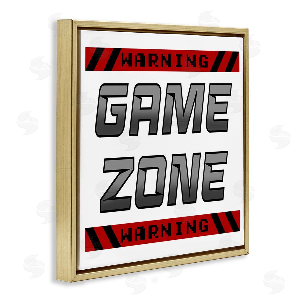 Marcus Prime Game Zone Warning Gold Floating Frame Canvas Wall Art Print