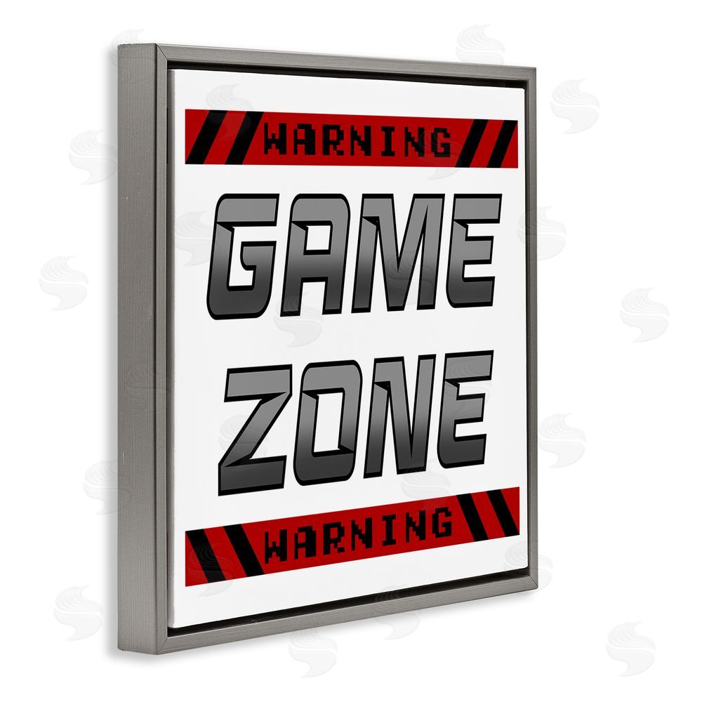Marcus Prime Game Zone Warning Gray Floating Frame Canvas Wall Art Print