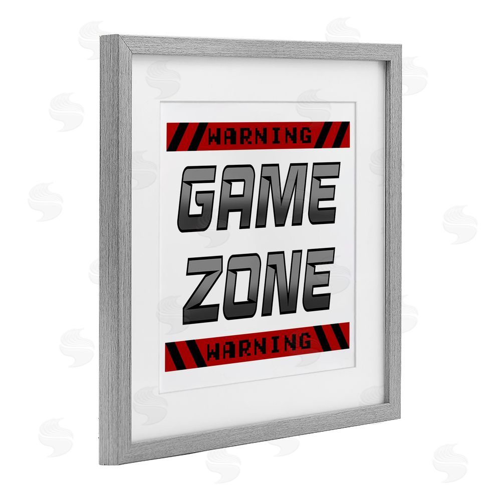 Marcus Prime Game Zone Warning Gray Framed Print Under Glass Wall Art