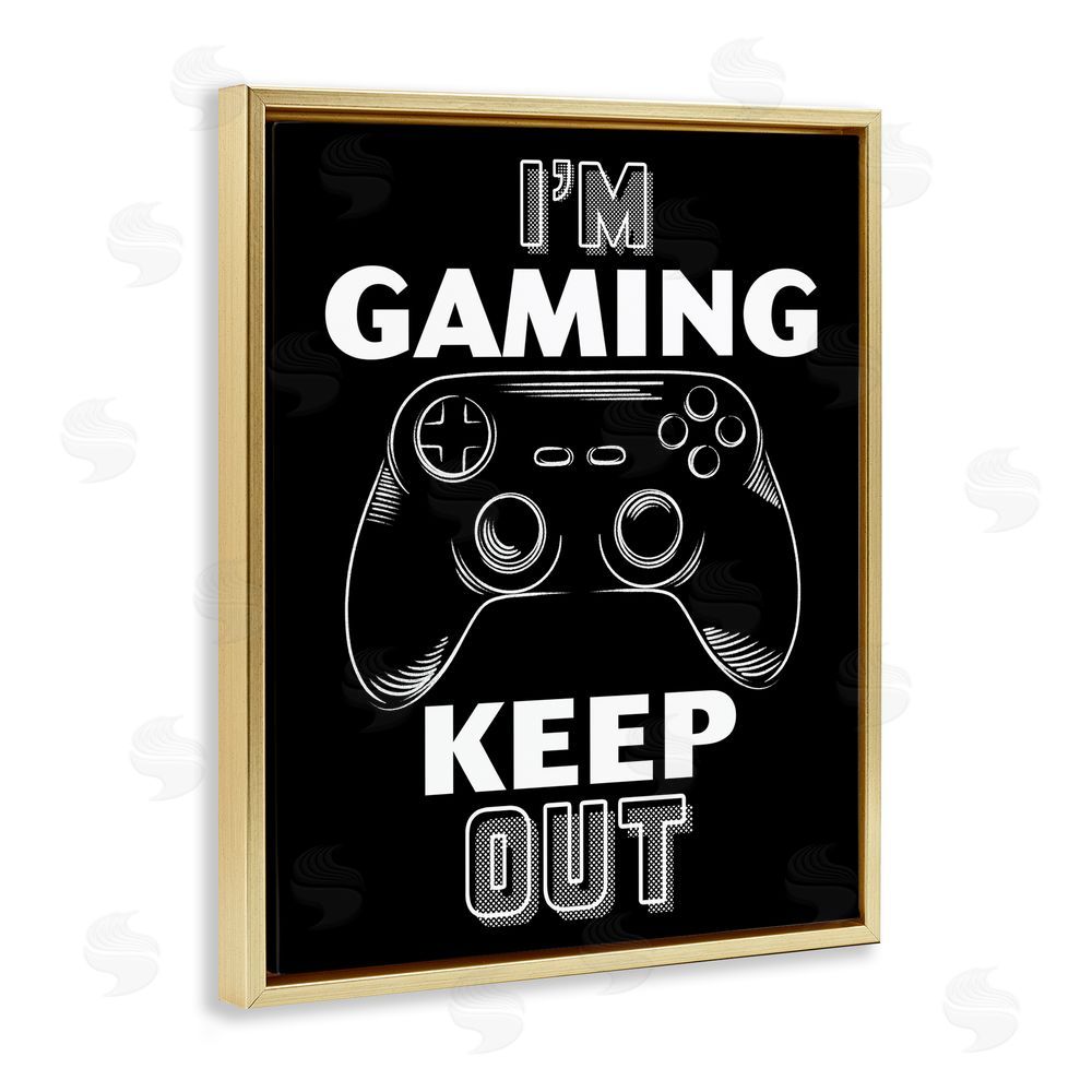Marcus Prime I'm Gaming Keep Out Gold Floating Frame Canvas Wall Art Print