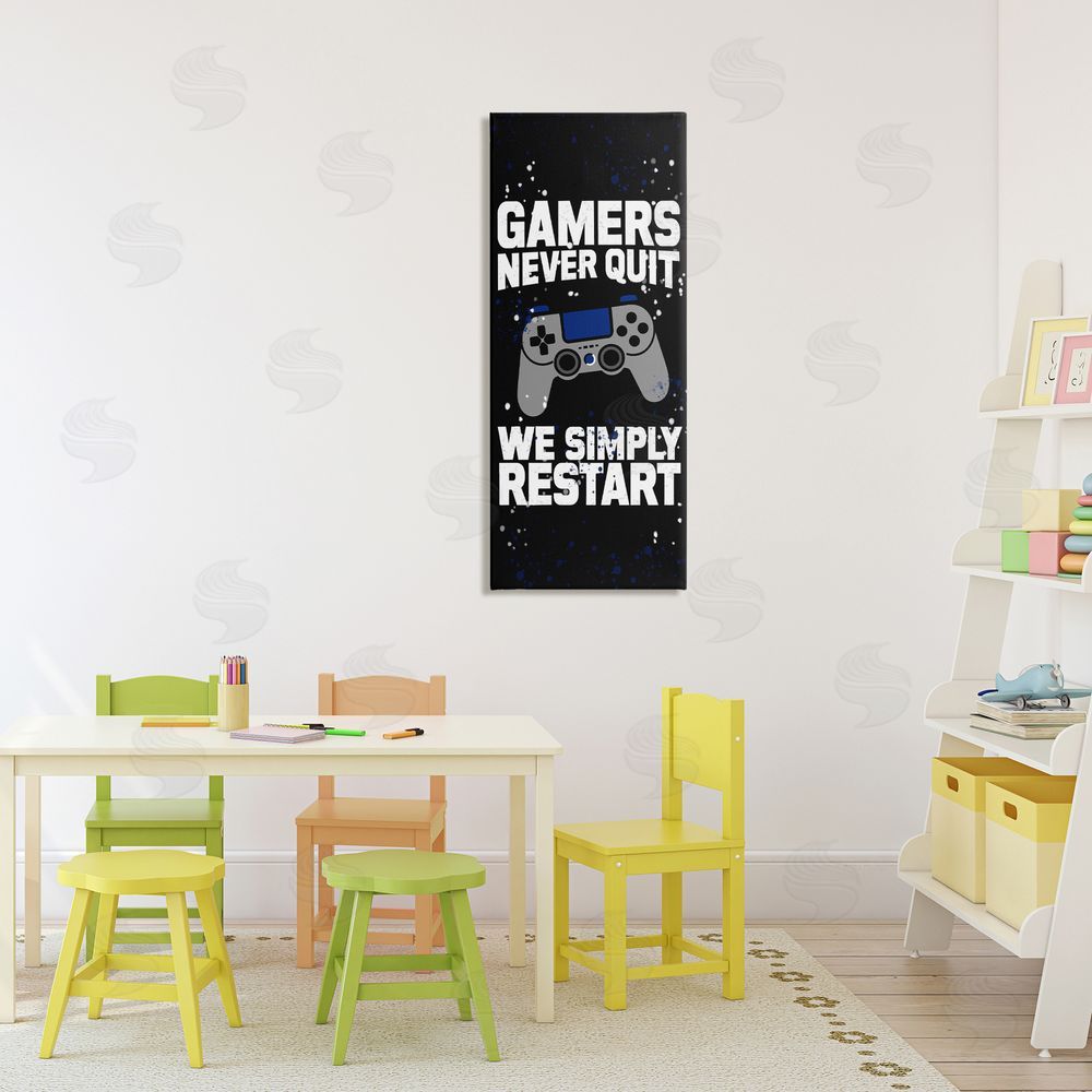 Kim Allen Never Quit Simply Restart Stretched Canvas Wall Art in Room