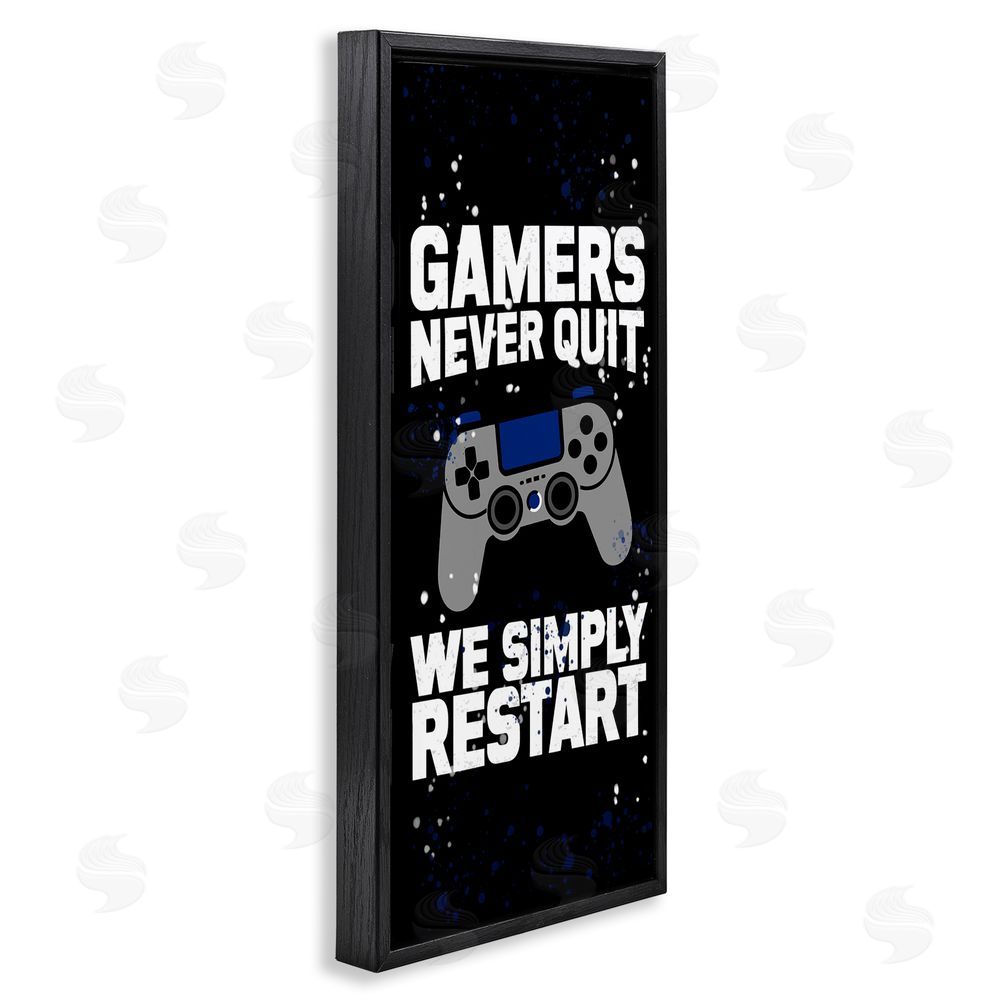 Kim Allen Never Quit Simply Restart Black Floating Frame Canvas Wall Art Print