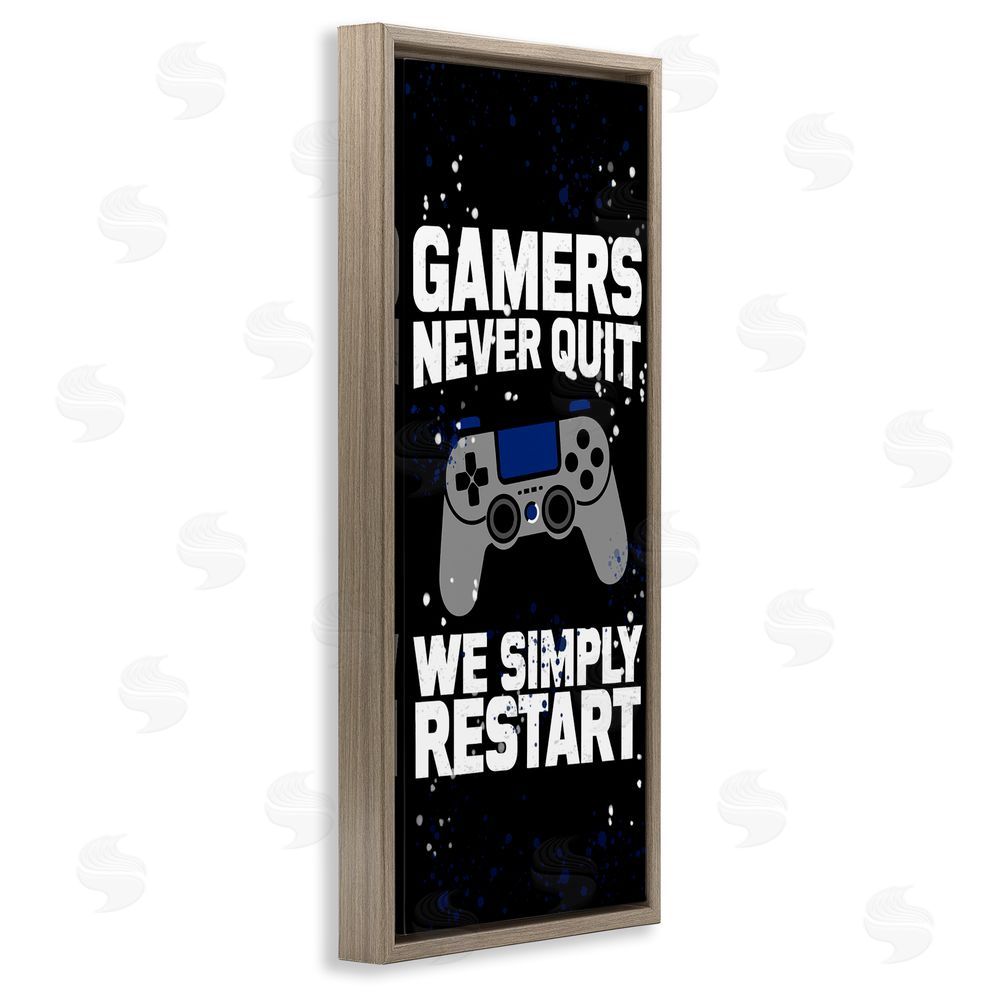 Kim Allen Never Quit Simply Restart Brown Floating Frame Canvas Wall Art Print