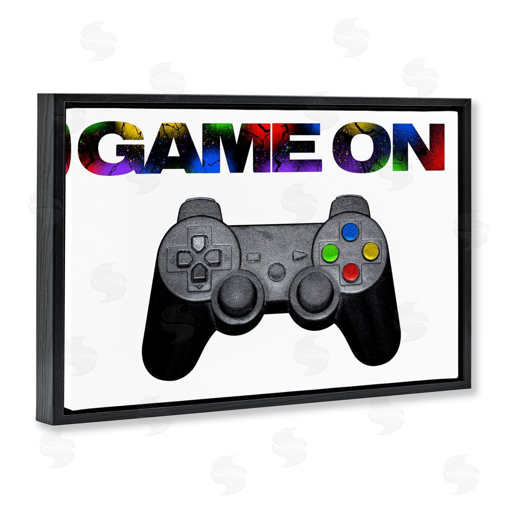 Marcus Prime Controller Game On Splatter Black Floating Frame Canvas Wall Art Print