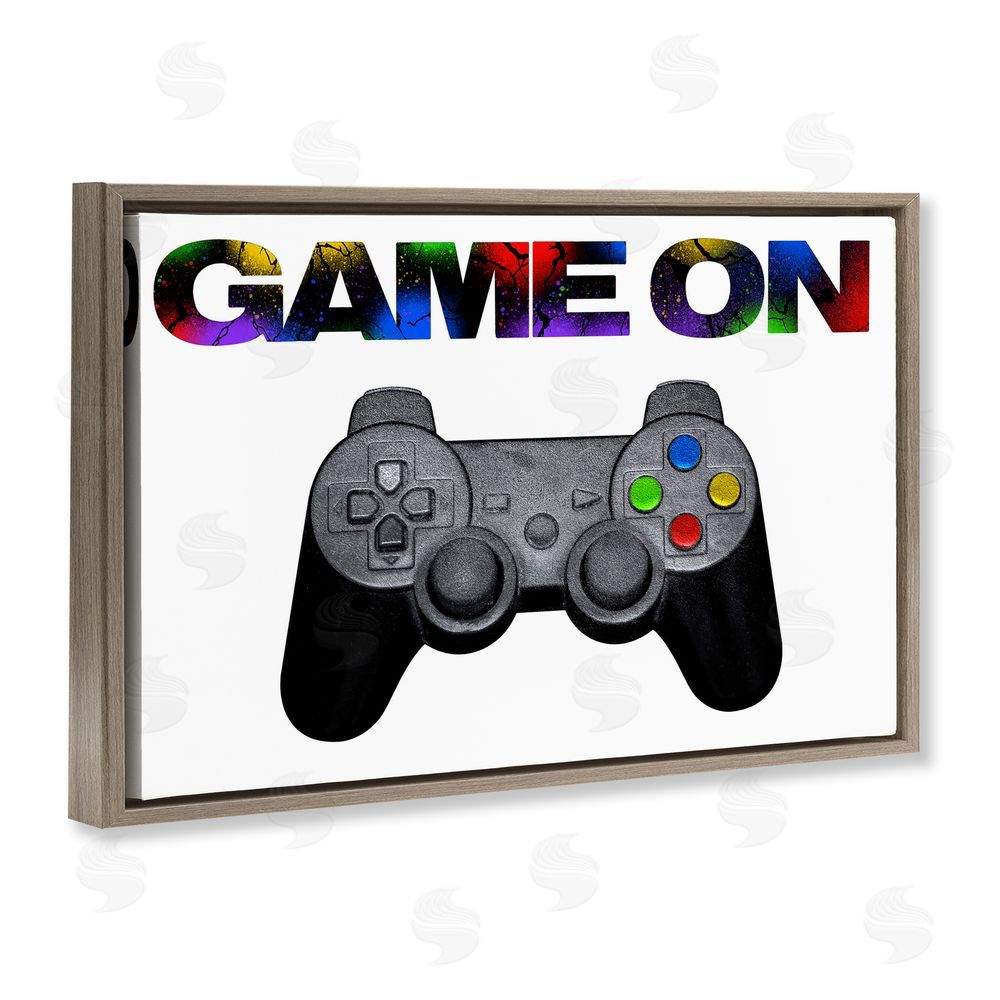 Marcus Prime Controller Game On Splatter Brown Floating Frame Canvas Wall Art Print