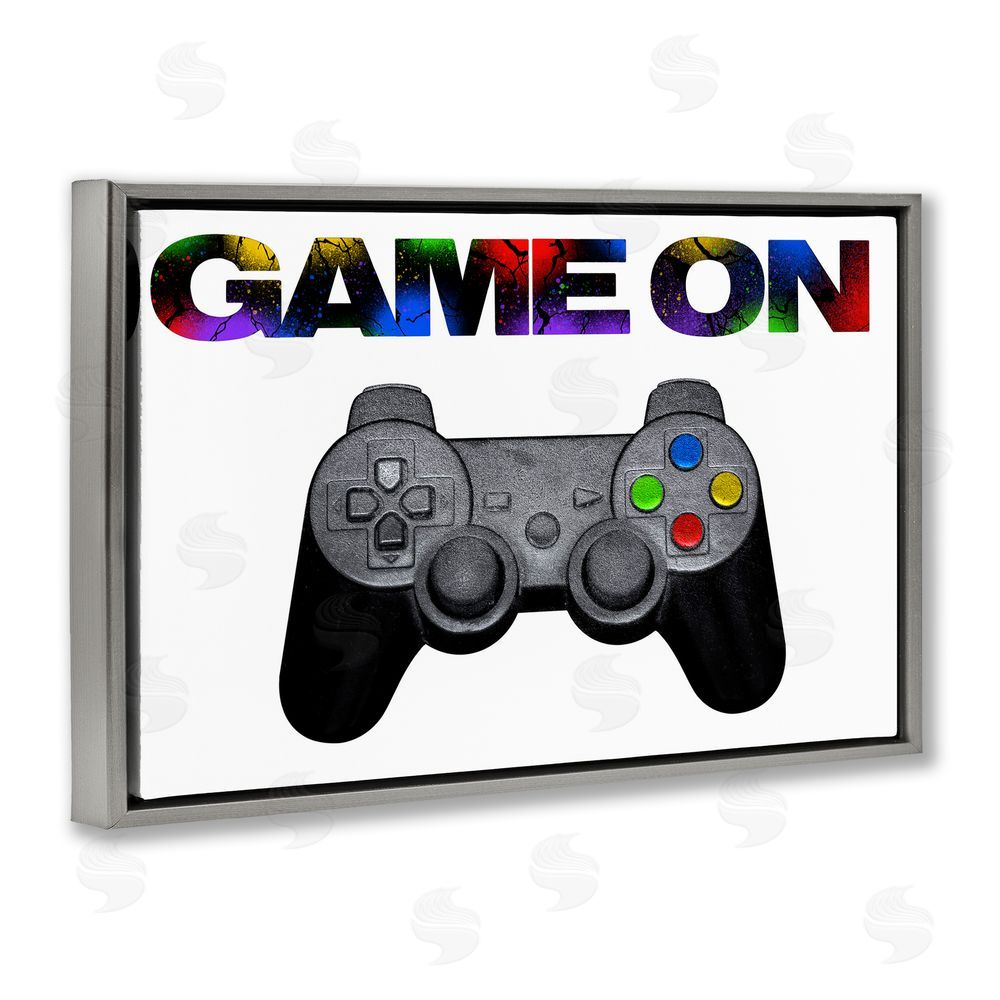 Marcus Prime Controller Game On Splatter Gray Floating Frame Canvas Wall Art Print