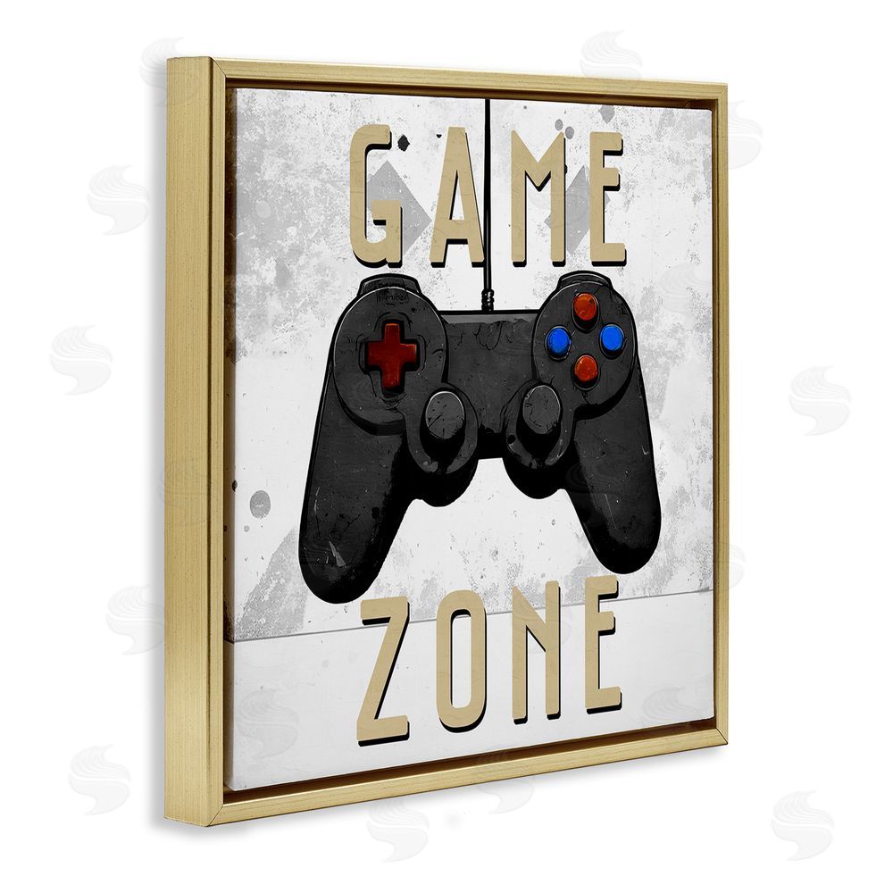 Kim Allen Game Zone Control Gold Floating Frame Canvas Wall Art Print