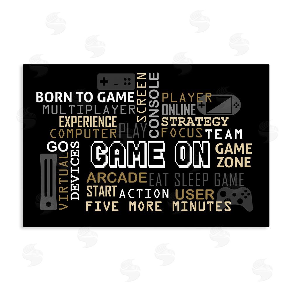 Kim Allen Game On Gamer Typography Stretched Canvas Wall Art Print