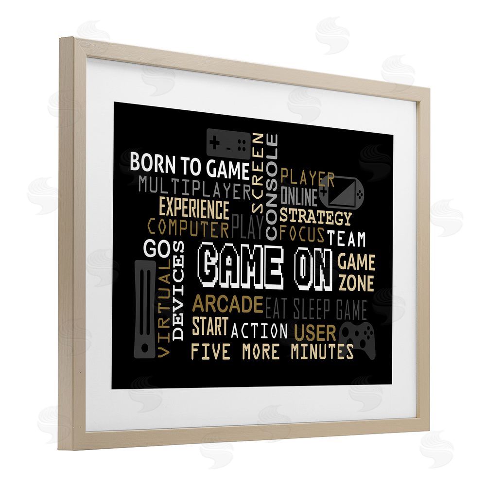 Kim Allen Game On Gamer Typography Brown Framed Print Under Glass Wall Art