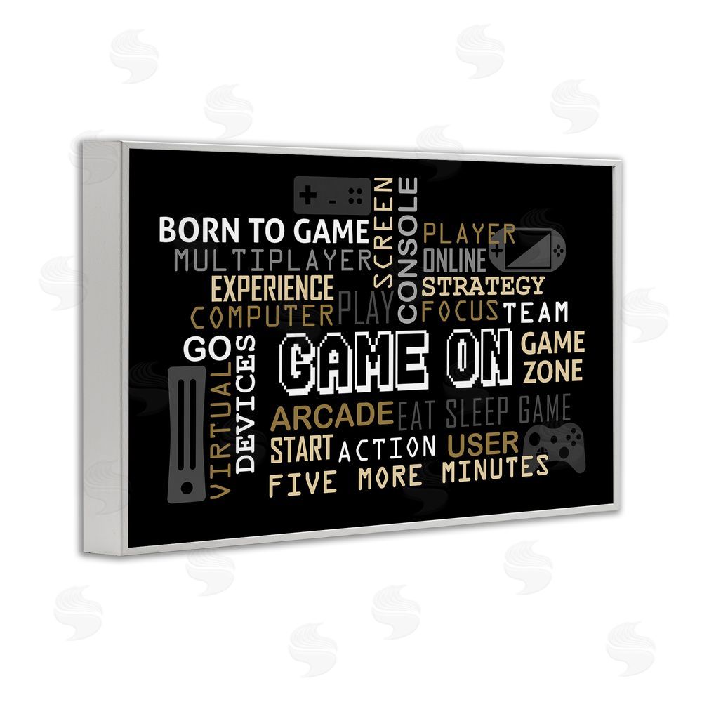 Kim Allen Game On Gamer Typography White Framed Giclee Wall Art Print