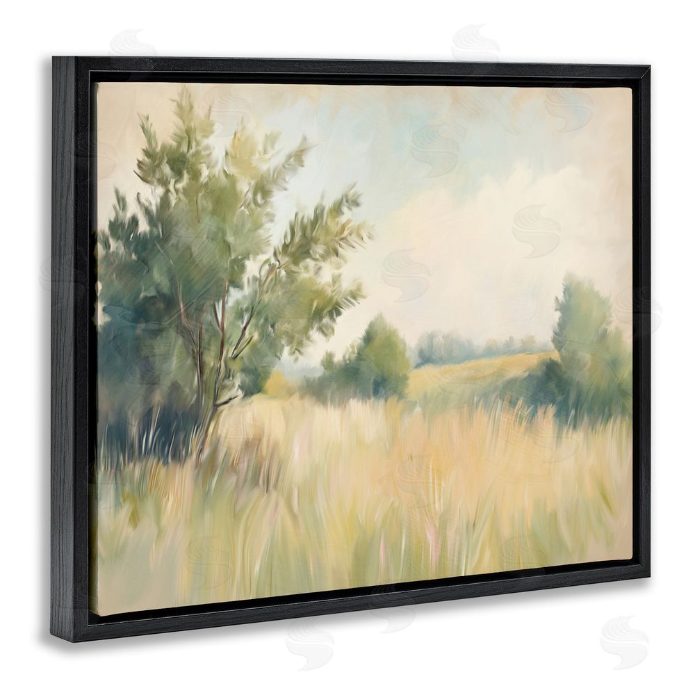 Kim Allen Summer Green Meadow Black Floating Frame Canvas Wall Art Print