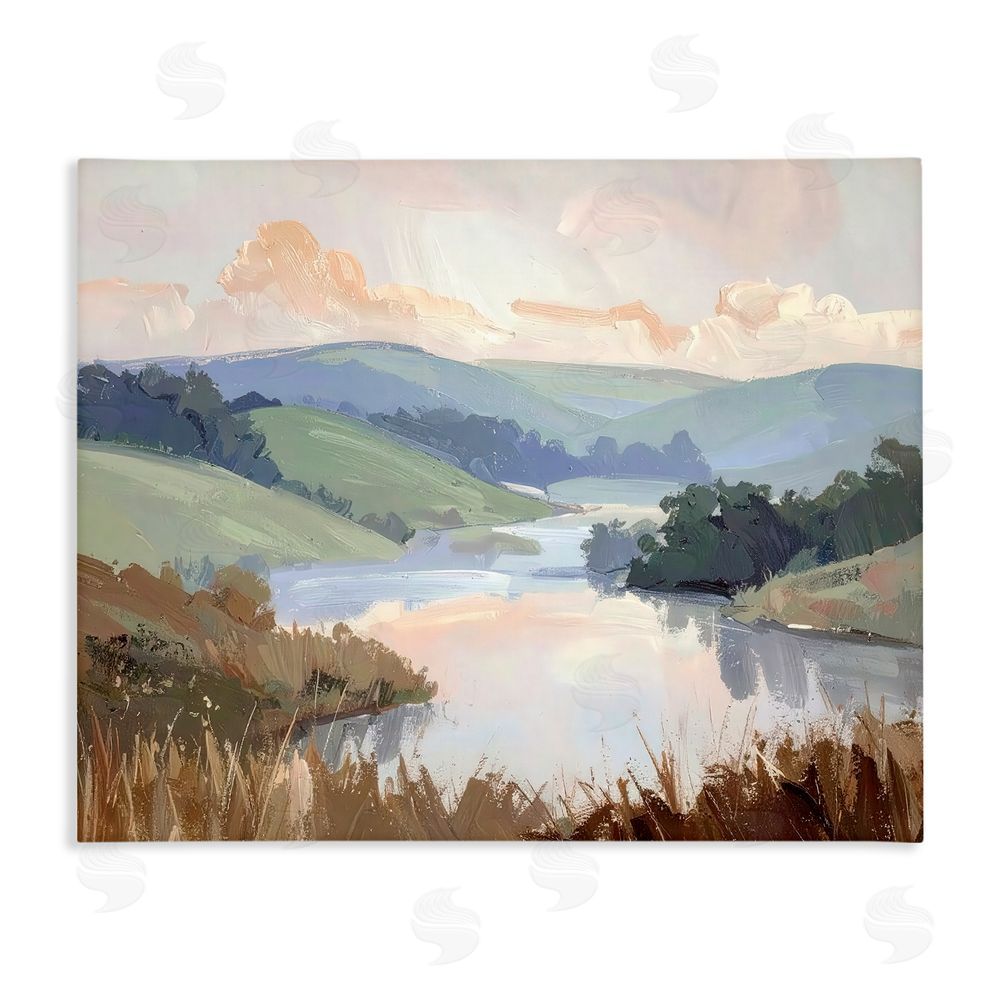 Alonza Saunders Muted Distant Mountains Stretched Canvas Wall Art Print
