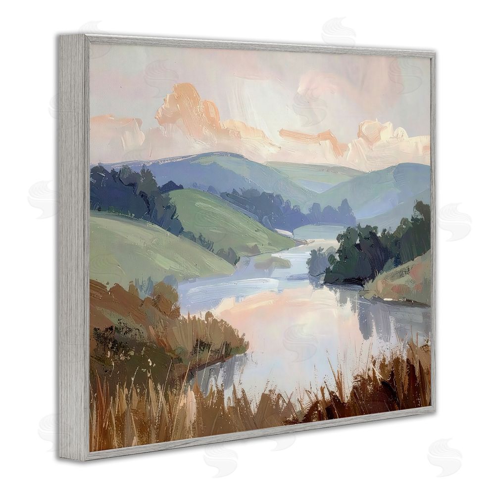 Alonza Saunders Muted Distant Mountains Gray Framed Giclee Wall Art Print