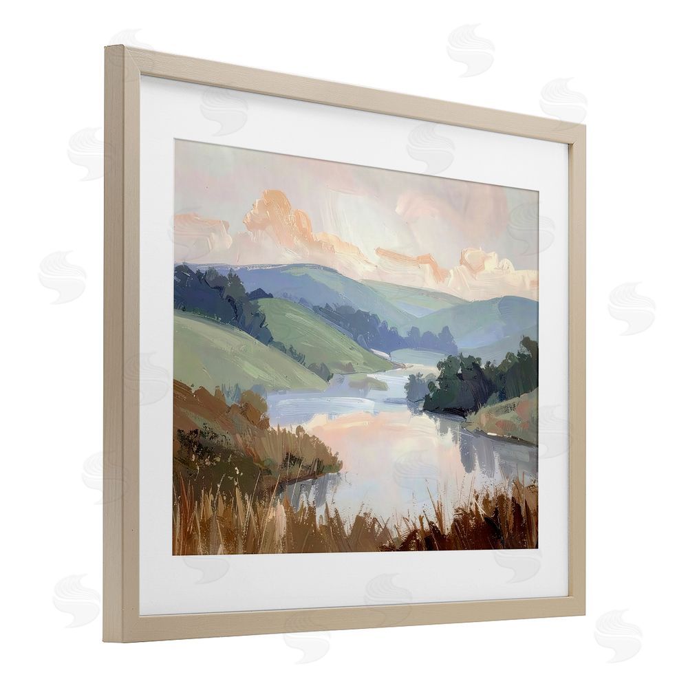 Alonza Saunders Muted Distant Mountains Brown Framed Print Under Glass Wall Art