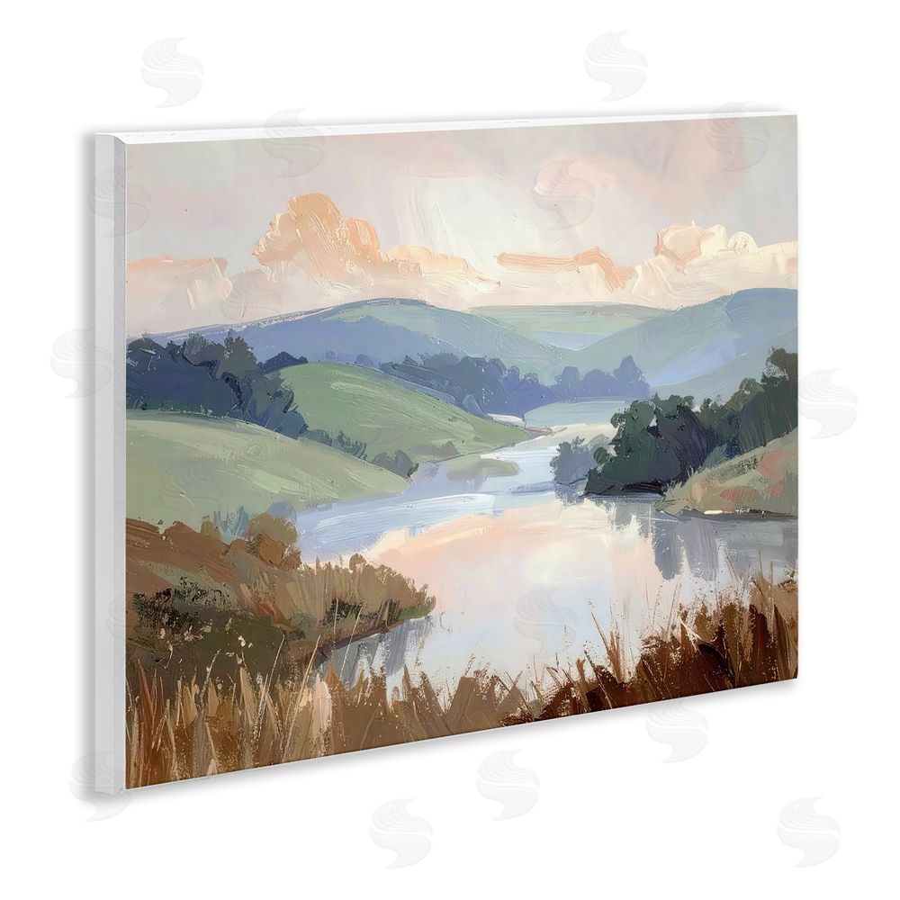 Alonza Saunders Muted Distant Mountains Wooden Wall Plaque Art Print
