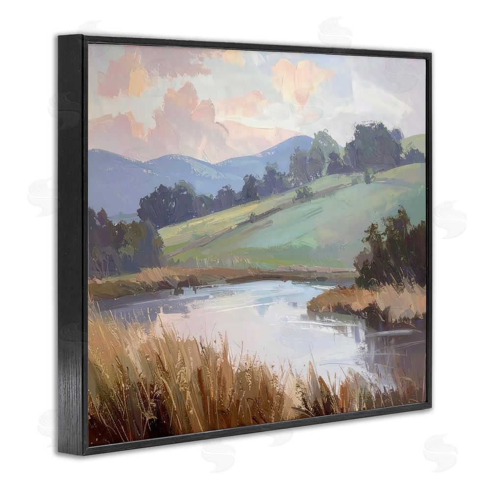 Alonza Saunders Subtle Distant Mountains Black Framed Giclee Wall Art Print