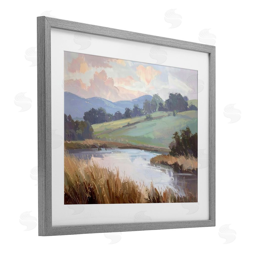 Alonza Saunders Subtle Distant Mountains Gray Framed Print Under Glass Wall Art