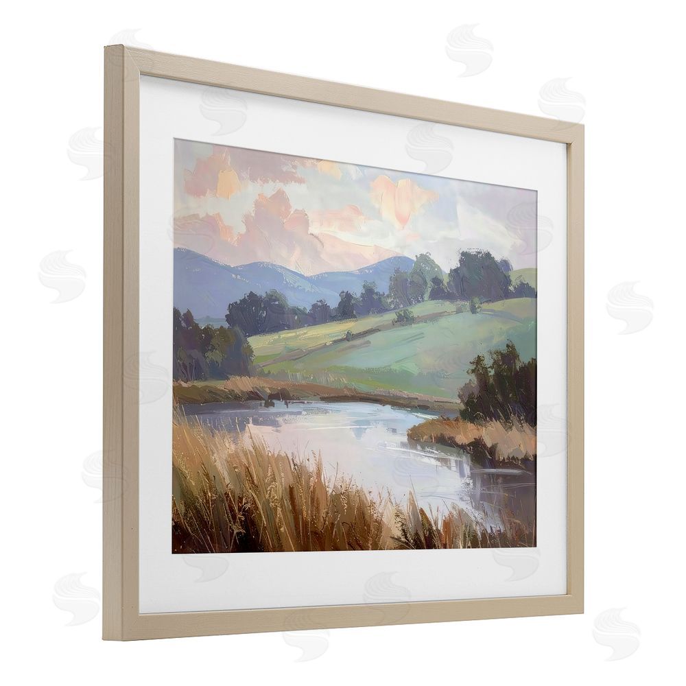 Alonza Saunders Subtle Distant Mountains Brown Framed Print Under Glass Wall Art