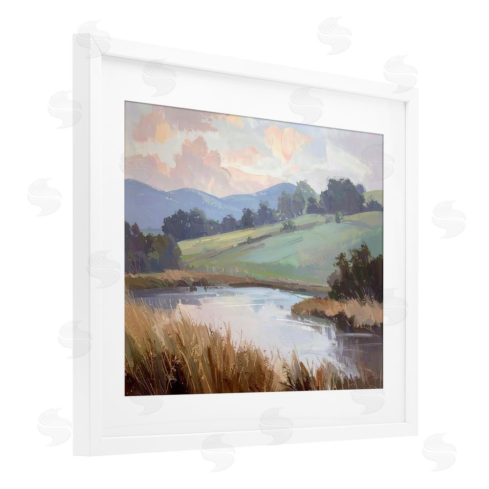 Alonza Saunders Subtle Distant Mountains White Framed Print Under Glass Wall Art