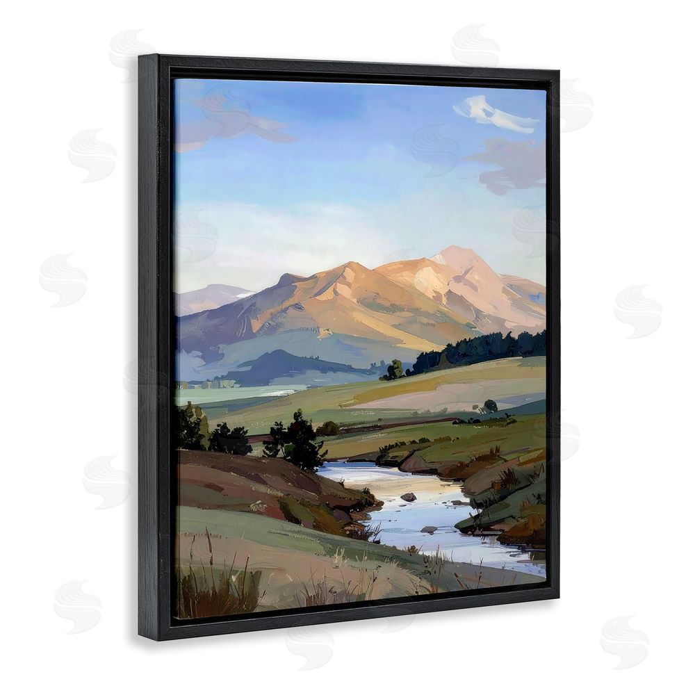 Alonza Saunders Across The Valley River Black Floating Frame Canvas Wall Art Print