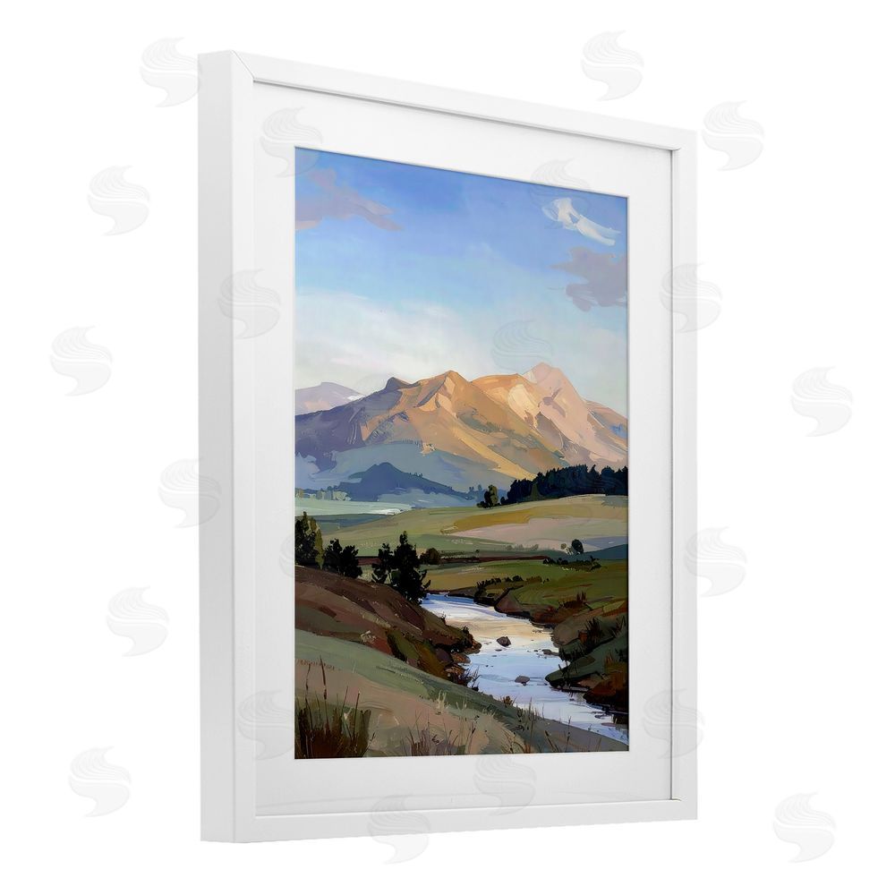 Alonza Saunders Across The Valley River White Framed Print Under Glass Wall Art